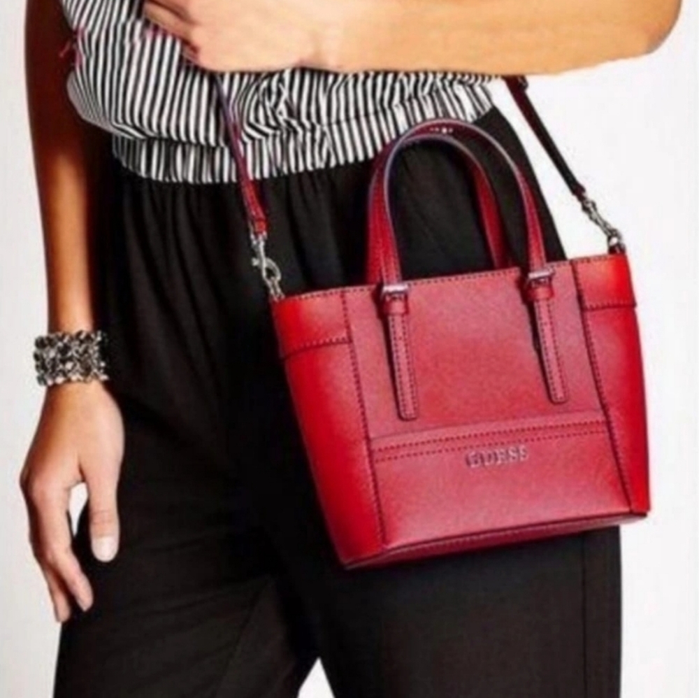 Like-New Guess Mini Red Tote Crossbody Bag